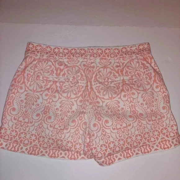 Elle Peach Floral Print Women’s Stretch Cotton Chino Shorts Size 4 - Picture 2 of 8